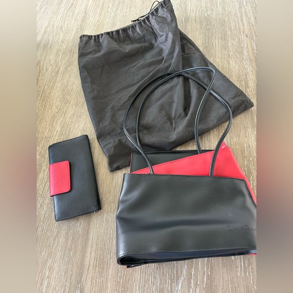 Cleo & Patel Paris Black & Red Leather Purse & Wallet - Picture 1 of 10